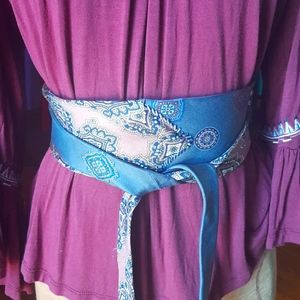 Artist made vintage tie obi belt.